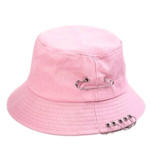 Stylish Pink Bucket Hat with Safety Pin
